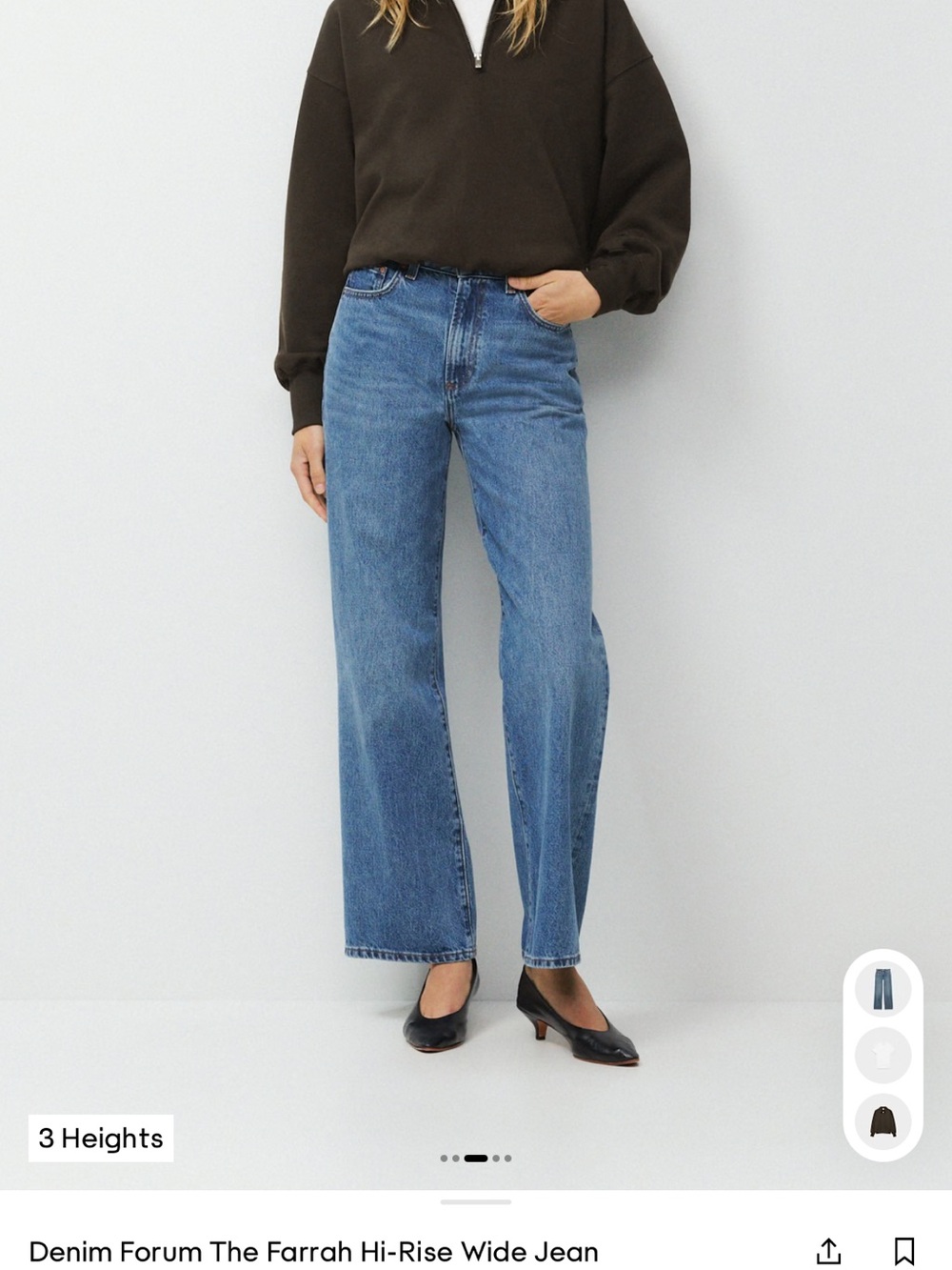 Denim Forum Farrah High-Rise Wide Leg Jeans in Blue Denim